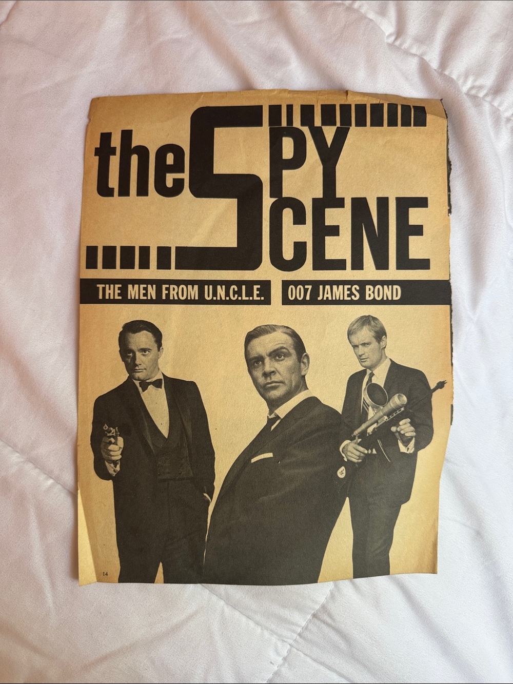Vintage 1960s The Spy Scene Print Ad Page, James Bond 007 / John Lennon Beatles